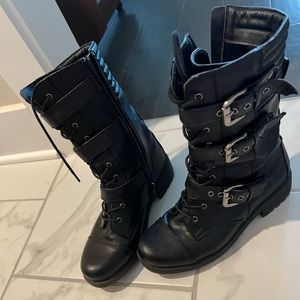 Black combat boots